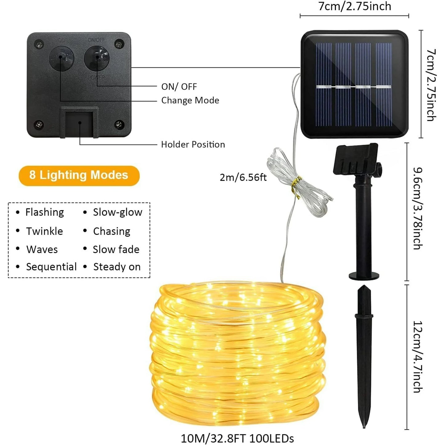 CORTINA DE 100 LUCES CON PANEL SOLAR