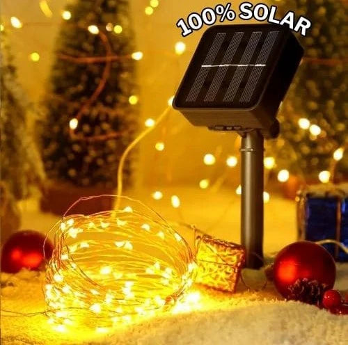LUCES NAVIDEÑAS CASCADA CON PANEL SOLAR