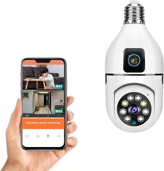 CÁMARA DE SEGURIDAD WIFI CON DOBLE  LENTE Y ROTACIÓN 360°