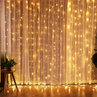 LUCES NAVIDEÑAS CASCADA CON PANEL SOLAR